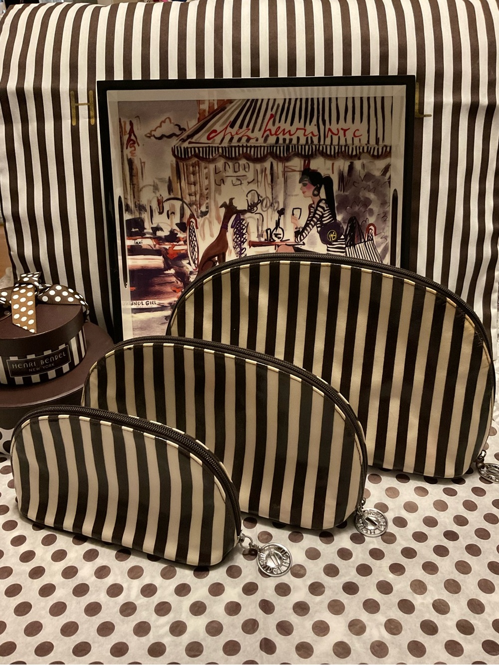Well Loved Set Of 3 Henri Bendel Clamshell Nesting Zippered Cases